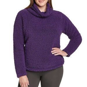 Eddie Bauer Purple Fireside Plush Mock Funnel Neck Cozy Warm Shirttail Pullover